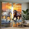 2pcs   Nautical Animal Curtain. 29.53in×65.35in   41.34in×90.55in   51.18in×82.68in Romantic Day Falling Horse Printing Design   100