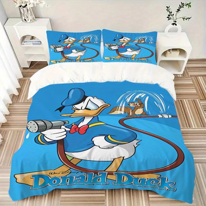 3pcs Blue Donald Duck Printed Quilt Set Soft and Comfortable Quilt Cover for Bedroom, Guest Room W003