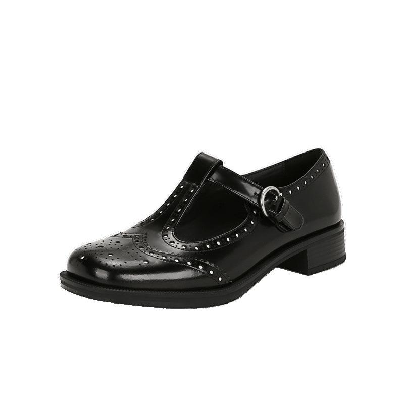 Schuhe Brock Graviertes T-Riemen Leder Mary Jane Kleine Lederschuhe