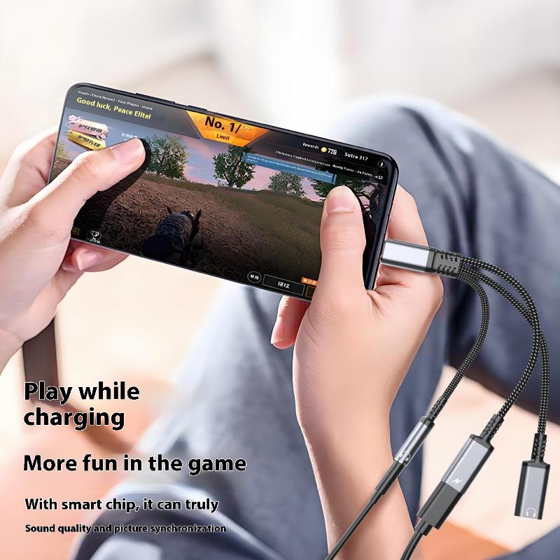 1 Piece Headphone Adapter 3 In 1 Pd 60W Fast Charge Adapter For Phone16 15 Type C To Dual Type C/3.5Mm Jack Audio Adapter Cable