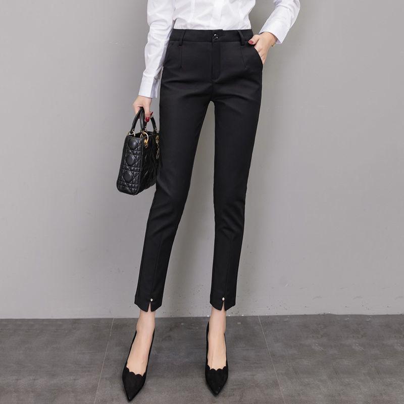 

Women s Wide-Leg Slit Trousers - Tapered Nine-Point Harem Pants for Spring and Autumn L 100-110 jin