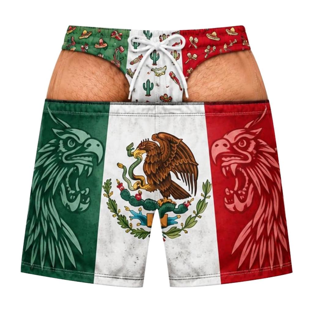 Men's Funny Novelty Beach Shorts for Casual Summer Beach Vacation