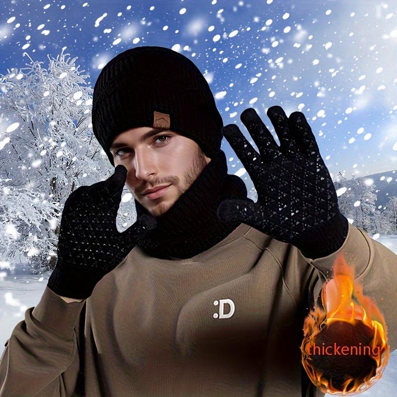 2025 9606 Winter Fleece-Lined Warm Hat and Scarf Set with Ear Protection Knitted Beanie for Men, European Style Cross-border Knit Cap