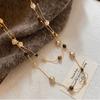 Trendy Vintage Tiger Eye Stone Pearl Bead Stacked Necklace For Women Fashionable Autumn And Winter Charm Jewelry