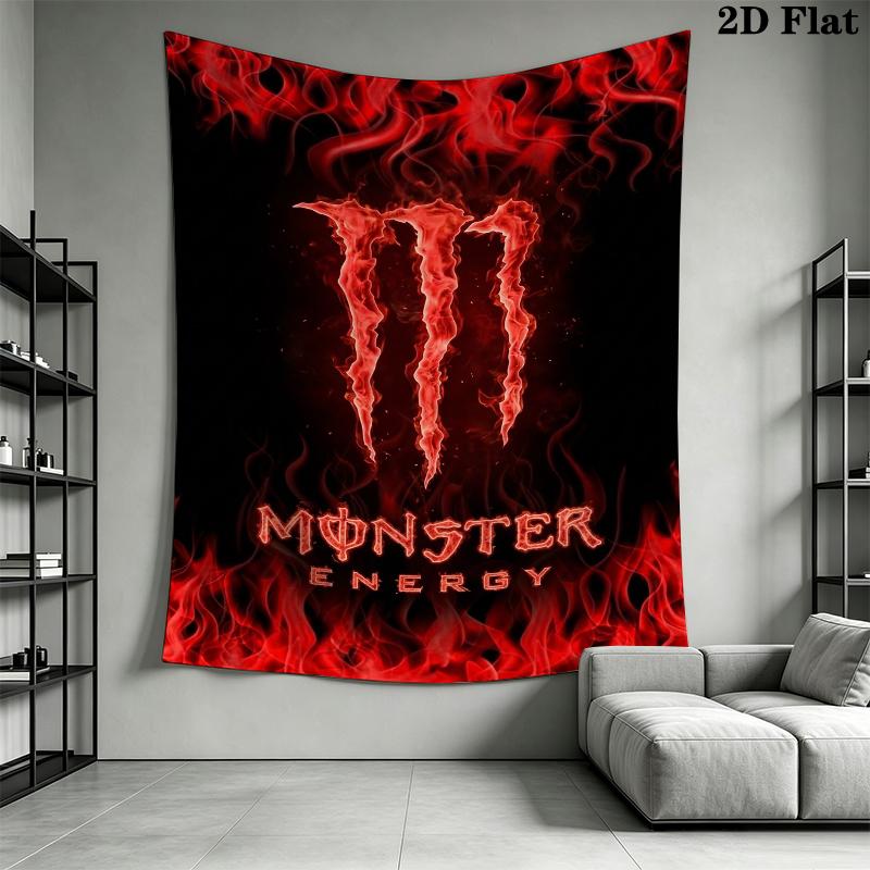 Monster Energy Wall Tapestry Aesthetic Wall Hanging Printed Fabric Blanket Decorative Tapestries for Bedroom Living Room Home Decor