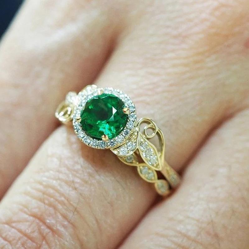 European And American Party New Women'S Ring Green Cube Zirconia Gorgeous Women'S Accessories Anniversary