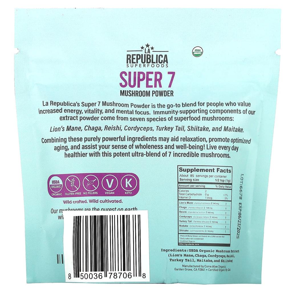 Super 7 Mushroom Powder, 85G(3Oz)