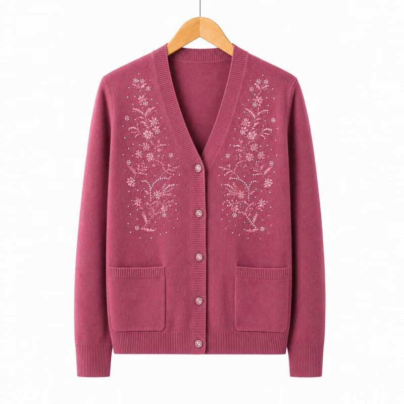 Hodo Women's Floral V-Neck Knit Cardigan
