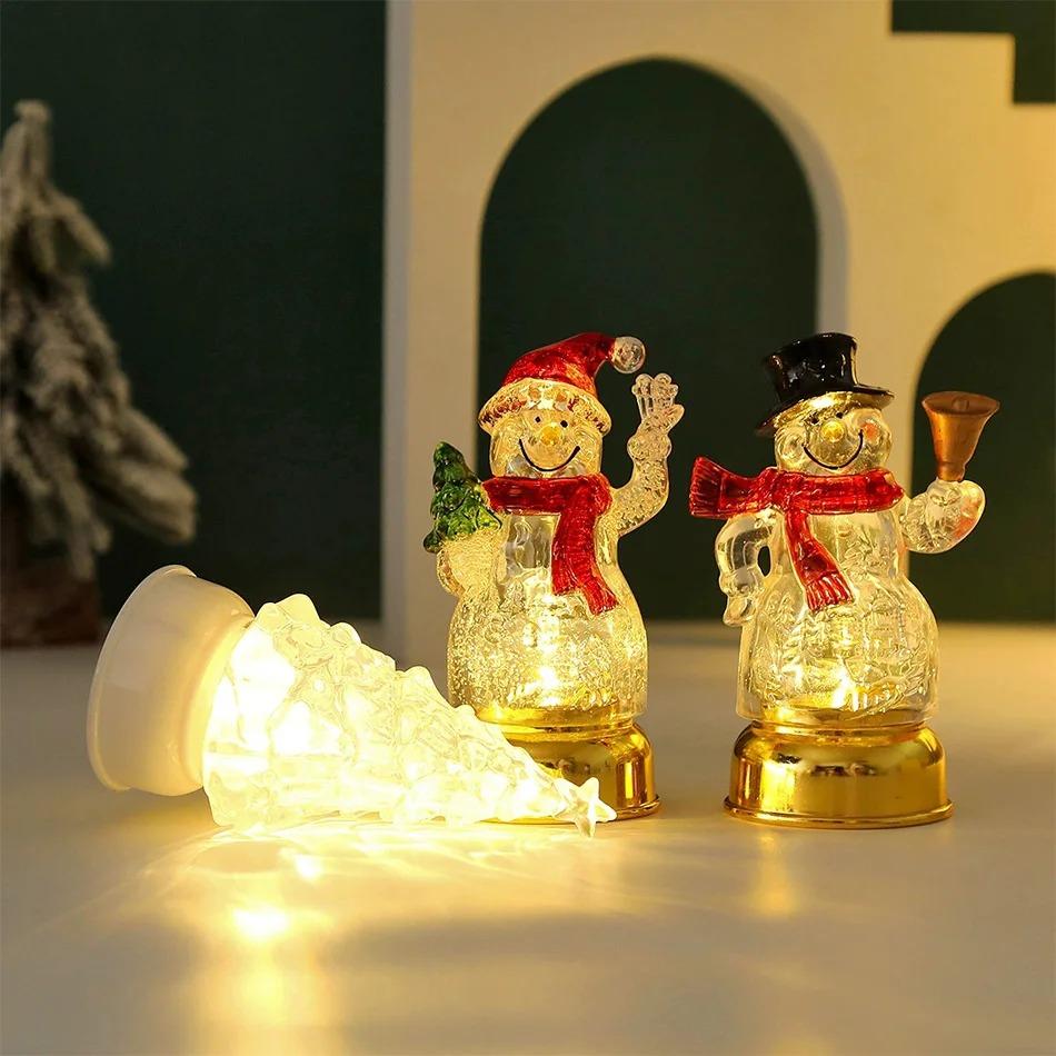 Christmas Decoration Snowman Night Light LED Tabletop Decor Cute Snowman Figurine for Holiday Gift Xmas Party Home Office Decor
