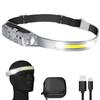 1PC/2PCS Built-in Battery Rechargeable Headlamp 5 Lighting Modes Super Bright Induction Headlight LED COB Waterproof Headlight