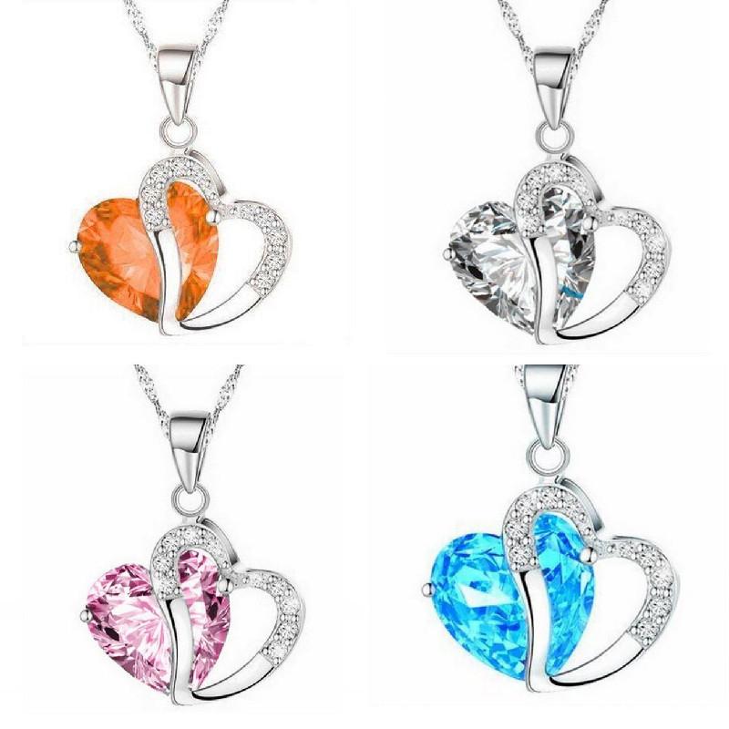 Korean Style Heart-shaped Zircon Crystal Necklace Collarbone Chain For Women Employee Benefits Wedding Travel Souvenir K132