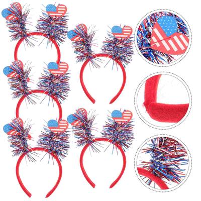 5 Pcs Independence Day Headband Patriotic Party Accessories Fourth of July Decorations Bulk Festival Boppers Election Fabric