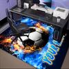 1PC Custom Name Soccer Fire Art Theme Floor Mat Ideal for Living Room, Game Rooms, Office, Bedroom,Floor Mat Playful Design