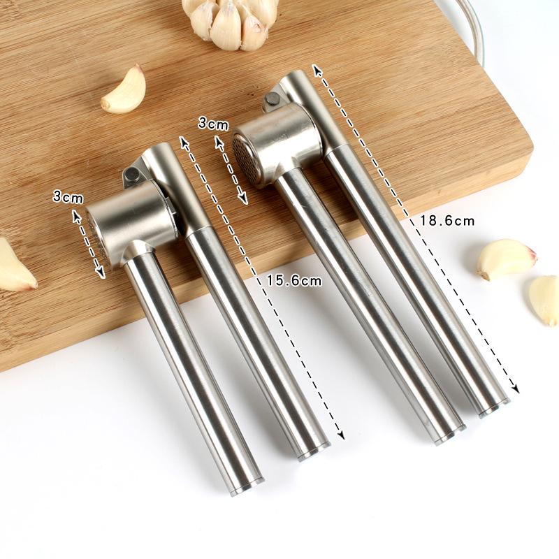 304 Stainless Steel Garlic Press and Peeler Set - Mincer, Masher, and Puree Maker for Home Use