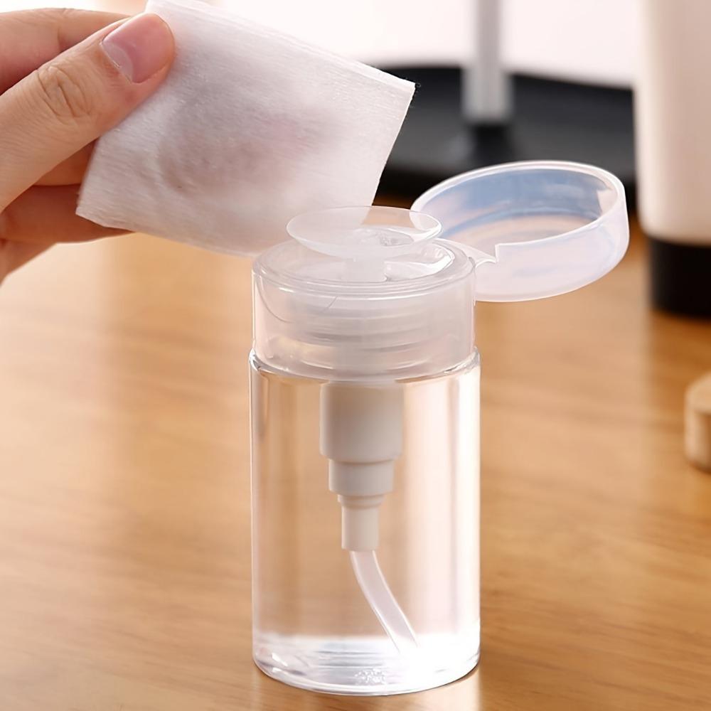 Cleaner Bottle Clear Bottle Push Down Empty Lockable Pump Dispenser Bottle for Nail Polish and Makeup Remover