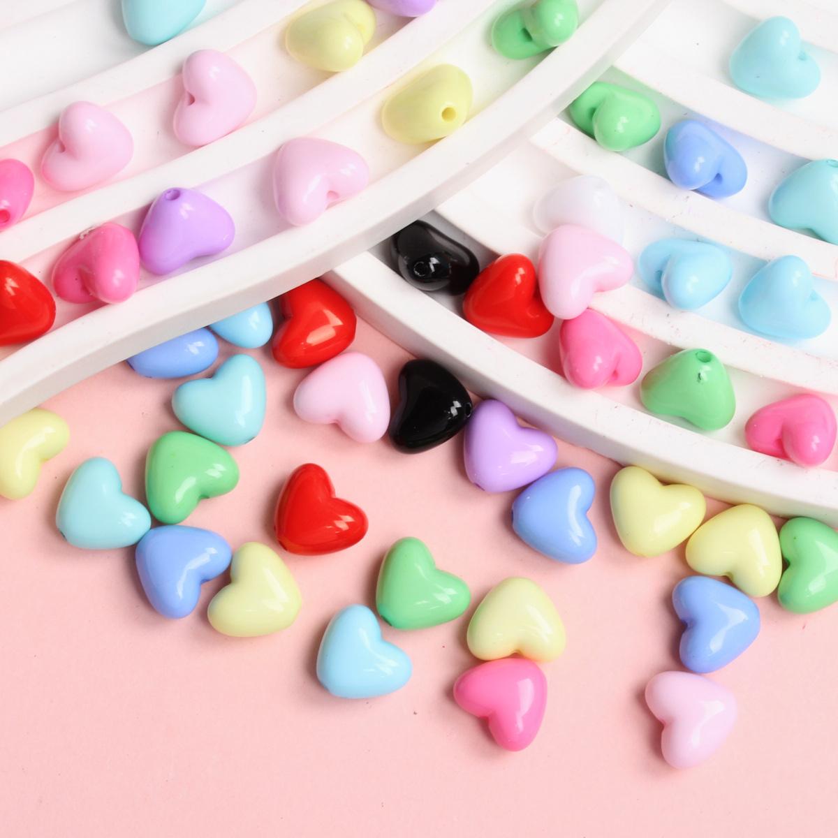 

150 шт., браслет с бусинами в форме сердца, ожерелье, аксессуары для изготовления ювелирных изделий, яркие цвета, DIY ювелирные изделия, свободные бусины, акриловые подвески