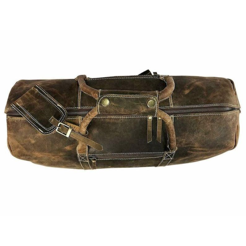 LEATHER BUFFALO Men Travel Luggage Gym Duffle Brown Genuine Duffle Vintage Bags