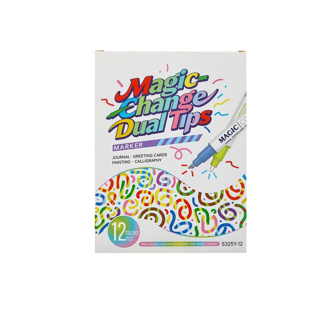 6/12Pcs Double-Ended Magic Color-Changing Marker Pens, Art Pen Set For Diy Crafts And Painting