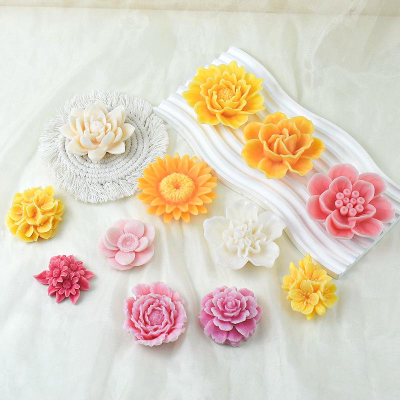 Peony Rose Silicone Candle Mold for Easy Demolding