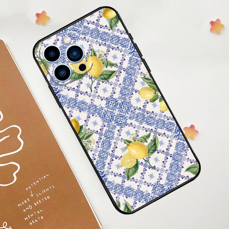Carcasă cu model de lămâie și fructe pentru iPhone 15, 16, 14, 13, 12, 11 Pro Max Plus X XR XS 12, 13 Mini, accesorii pentru husa