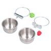 Stainless Steel Parrot Feeding Bowl with Rattan Ball for Hamster Small Animals