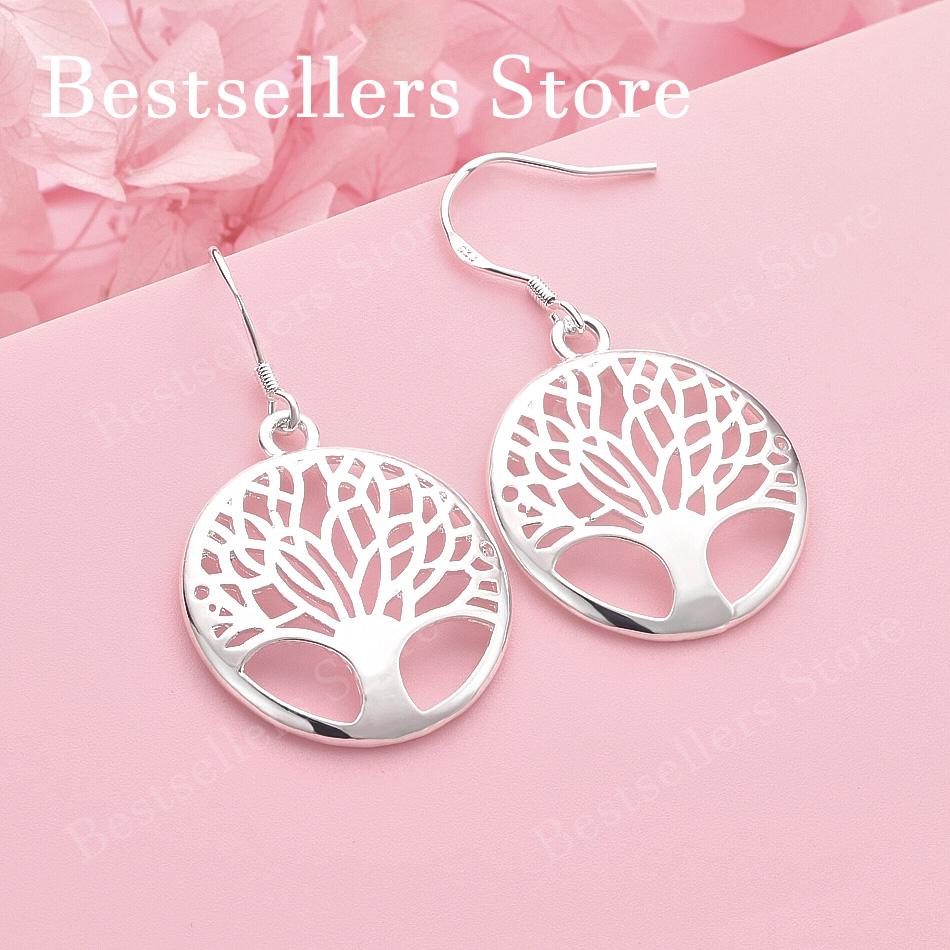 Stylish 925 Sterling Silver Exquisite and Simple Tree-Shaped Earrings for Women, Charming Wedding Party Gift Accessories