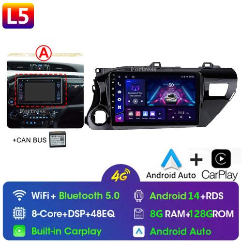 8 Core Android13 Auto Car Radio Multimedia For Toyota Hilux Pick Up AN120 2015 - 2020 LHD Stereo Carplay GPS Navigation No DVD