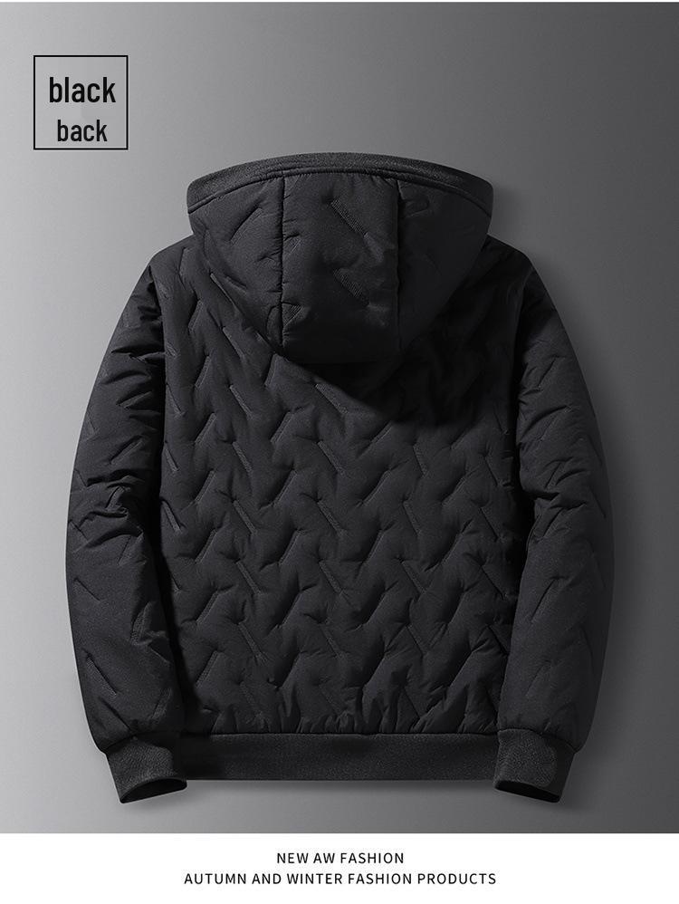 Men's Warm Hooded Ultrasonic Lambswool Coat & Plus Velvet Cotton Pants Set for Winter Cold Protection
