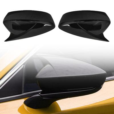 2Pcs Side Wing Mirror Cover Caps Rearview Mirror Cover Cap Carbon Fiber/Glossy Black For Mazda 3 Axela