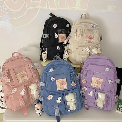 Niedliche Damen-Rucksäcke, wasserdicht, mehrere Taschen, Nylon-Schulrucksack für Studentinnen, Mädchen, Kawaii, Laptop, Büchertasche, Mochilas