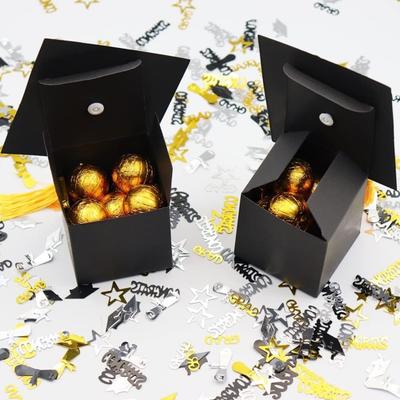 Yousheng 50Pcs Graduation Hat Candy Boxes with Tassels Square Chocolate Goodies Snack Paper Storage Boxes Party Favors Treat Packaging Boxes