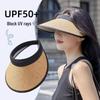 Women's Wide Brim Black Sun Protection Hat with Open Top & Face Shield