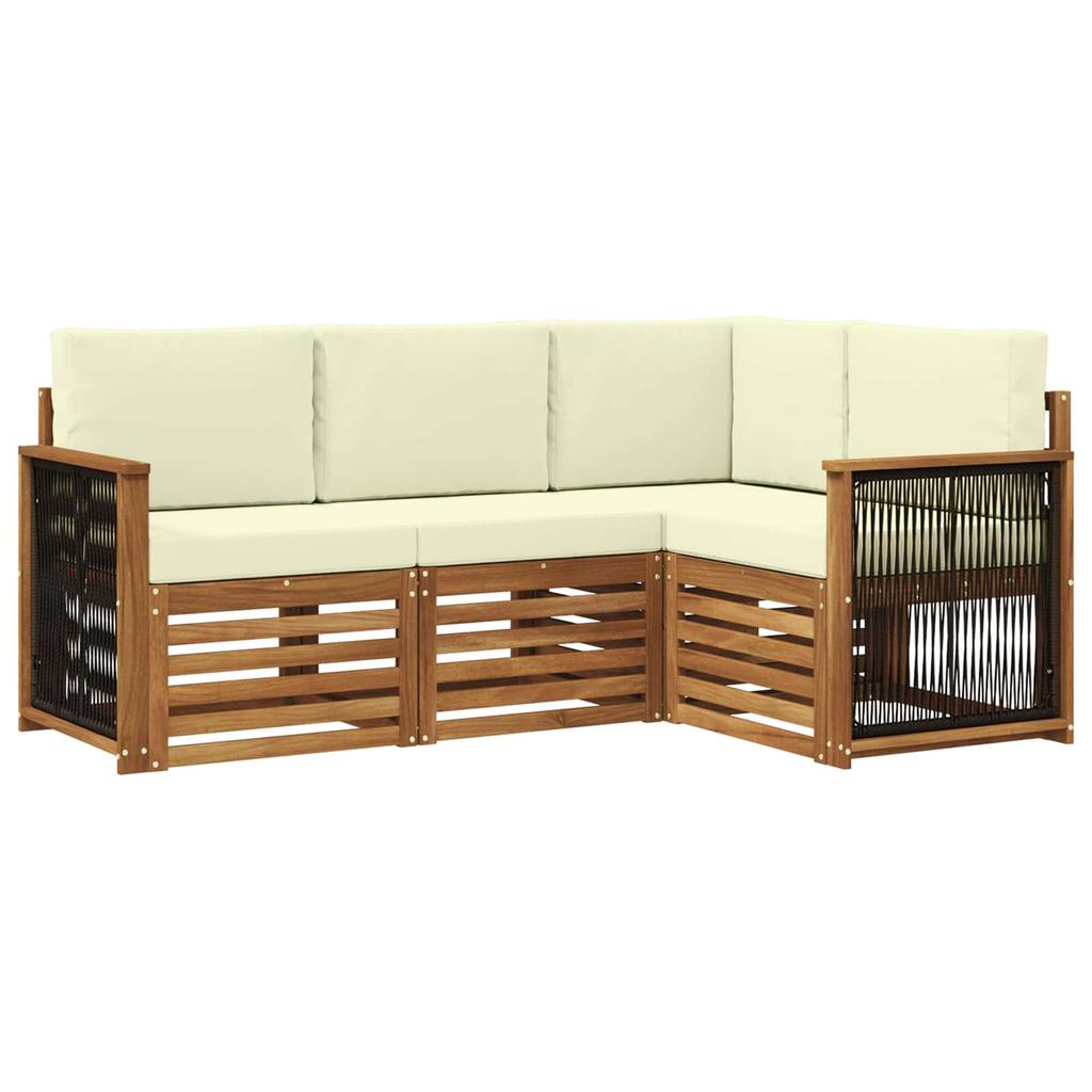 Outdoor Sofa Set with Cushions 4 Pcs Solid Acacia Wood
