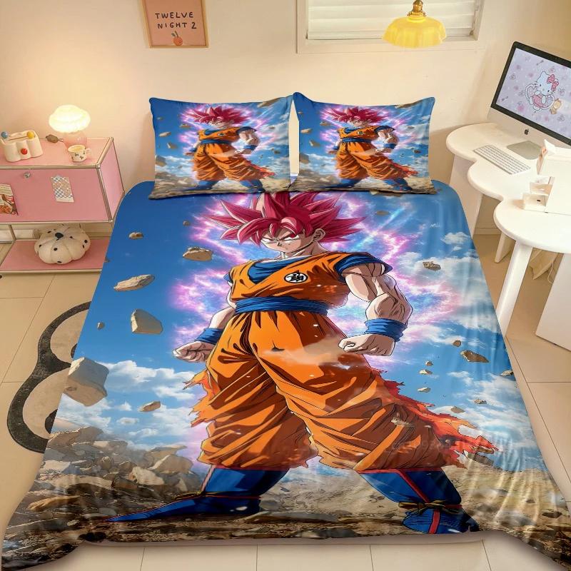 

Dragon Ball Teens 2/3pcs Duvet Cover Set Cartoon Super Saiyan Bedding Set Twin Full Comforter Cover Soft Cozy for Bedroom Decor 135x200cm