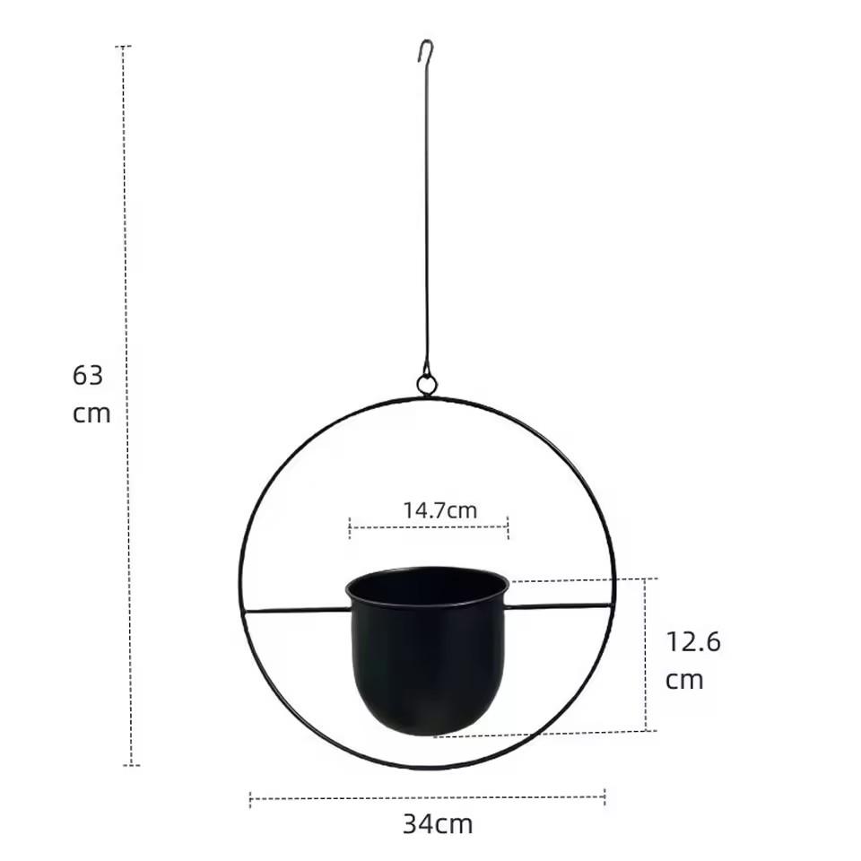 

Creative Iron Plant Hanging Basket with Hook Modern Succulent Plant Flowerpot Hanging Bucket Simple Plant Pot Home Decoration