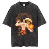 Sommer Japanischer Anime Vintage Gewaschenes T-Shirt Die Sieben Todsünden Escanor Grafikdruck Unisex Locker geschnittenes Hemd