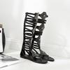 Roman Gladiator Sandals Women Knee High Sandals Small Rivets Adornment High Tong Cool Boots Hollow Out Shoes Summer of The Girls
