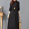 Knitted Dress for Women In Autumn and Winter Long Loose Solid Color Knee-length Sweater Dress Jacquard Half Turtleneck Sweater