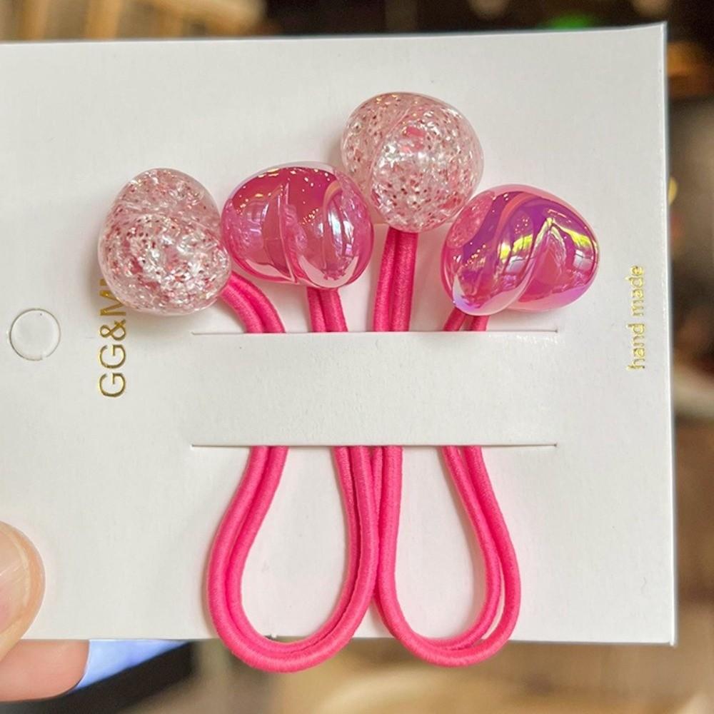 2pcs/lot Elastic Hair Ties Acrylic Beads Kids Hair Bands Cute Ponytail Hair Ties Hair Accessories