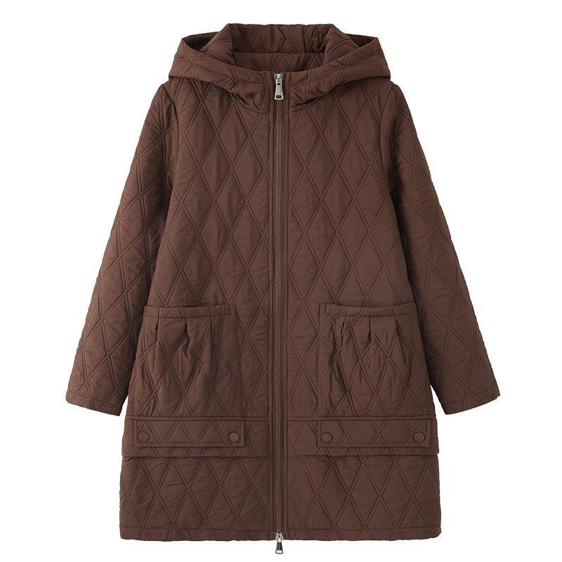 2024 Women's Mid-Length Hooded Cotton Coat: Stylish Autumn/Winter Fashion for Middle-Aged and Elderly