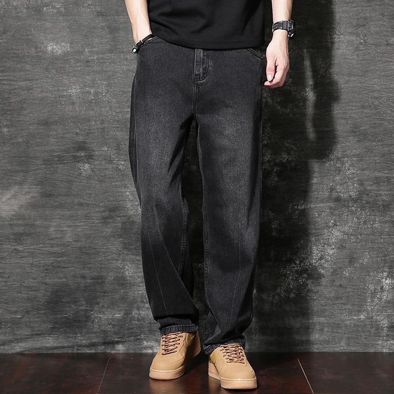 JYL Мужские Джинсы Винтажные Американские Широкие Весна Осень Новые Свободные Прямые Деним XXXL амарантовый