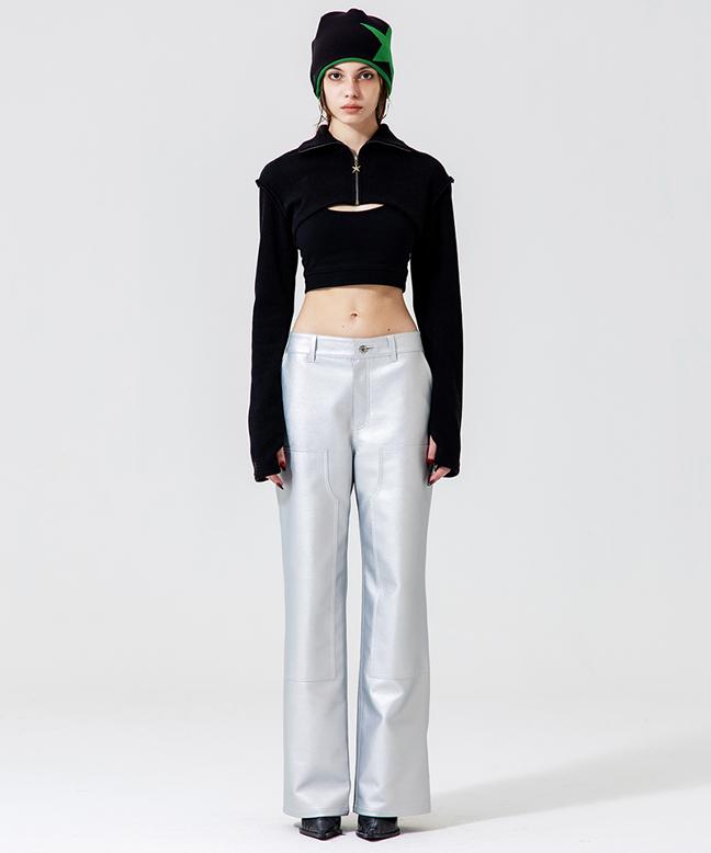Leoninghai Leather Carpenter Pants [Silver]