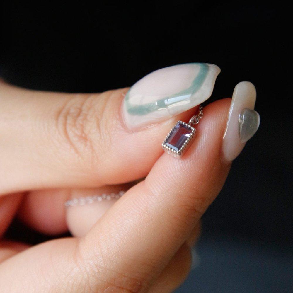 J.Lauren Iolite Birthstone Rectangular Silver Gemstone Necklace N01107