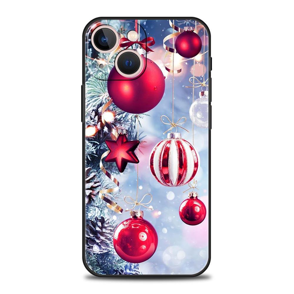 Christmas Graphic Printed Luxury Phone Case For iPhone 13 15 14 12 Mini 11 Pro MAX XR X SE XS 7 8 Plus Silicone Black Cover