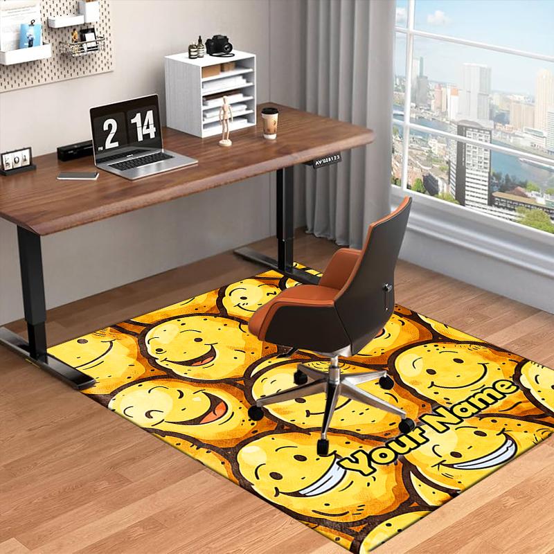 1PC Custom Name Happy Potato Faces Theme Floor Mat Ideal for Living Room, Game Rooms, Office, Bedroom, Floor Mat Playful Design
