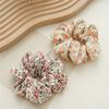 Oil Painting Floral Scrunchies Artistic Flower Cluster Hair Ties Soft Pleated Fabric Compact Stylish Ponytail Rings