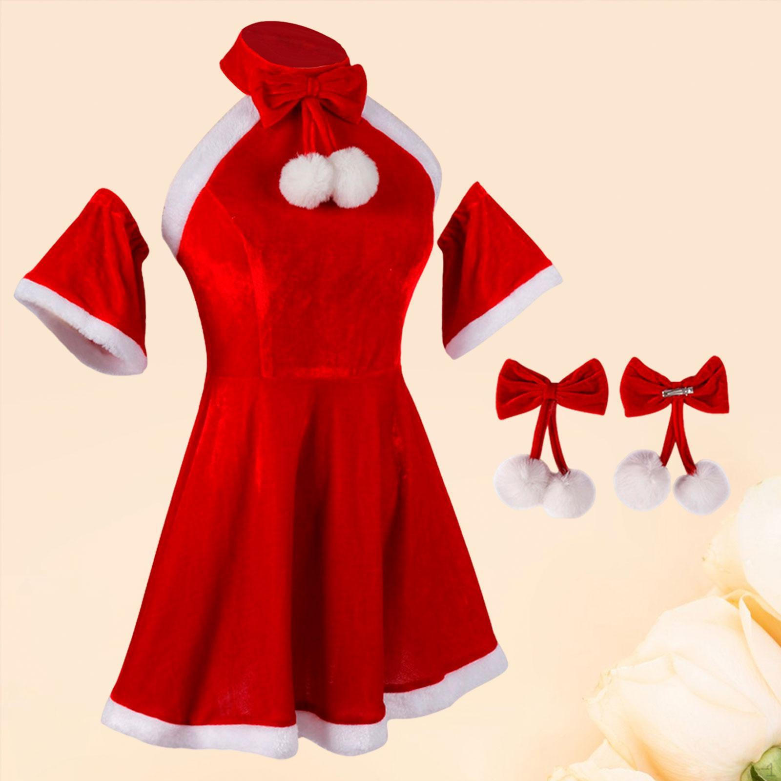

Christmas Costume with Velvet Headpiece for Wedding Night And Anniversary M