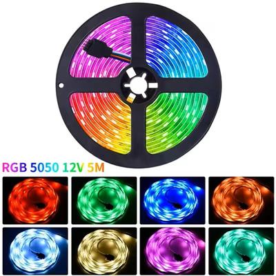 DC12V Flexible LED Strip Lights 5050 RGB LED Strip 5M Waterproof Neon LED Tape For Living Room Bedroom Decoration Lighting