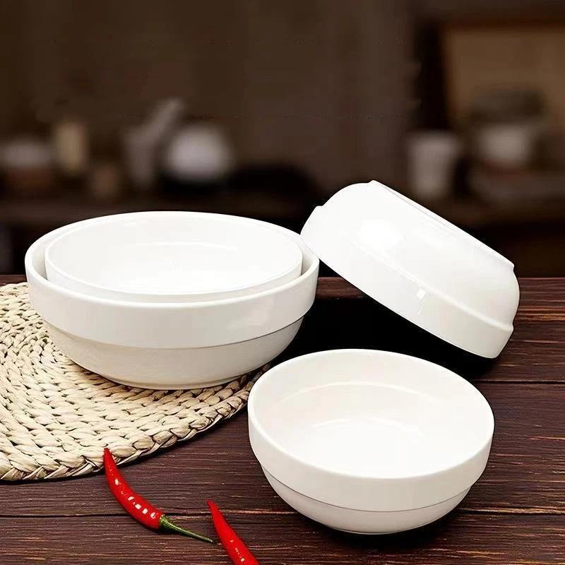 White Bowl Melamine Soup Bowl Round Porcelain Bowl Round Plastic Seasoning Bowl Rice Bowl Sugar Water Bowl