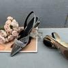 Fashion Beautiful Designer  Med Heel Hollow Out Pointed Toes Golden Silver Sandals 2025 Summer Slingbacks Shoes Fashion Sandalias